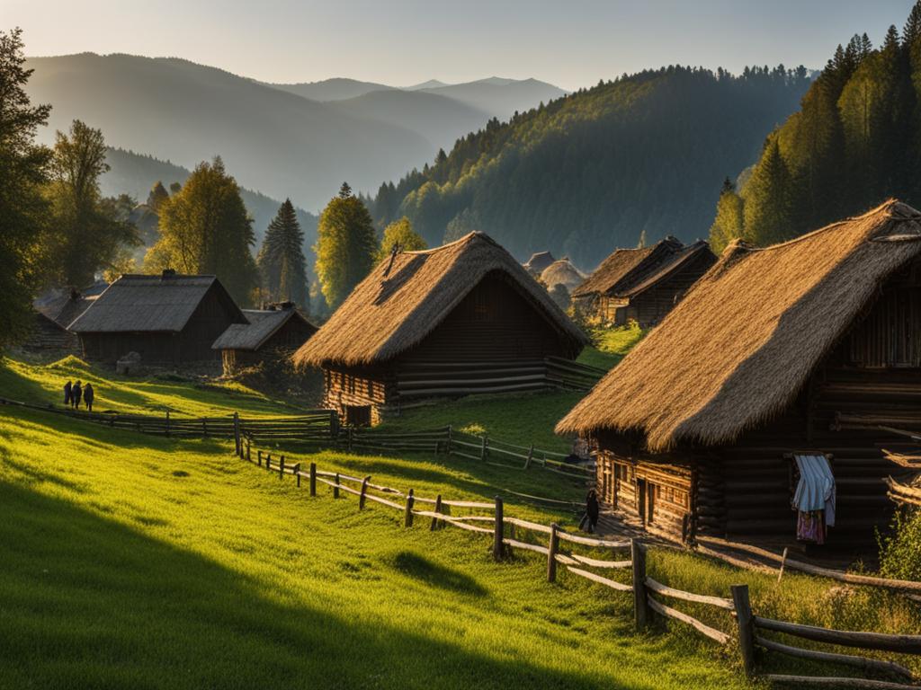 Traditionelle Dörfer in den Karpaten